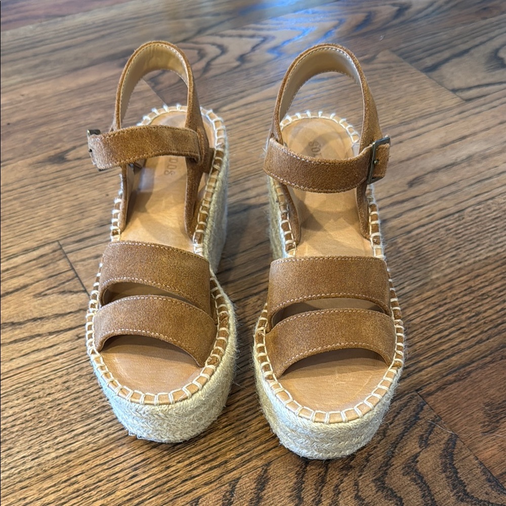 Brown Suede Platform Sandals
